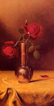 馬丁 約翰遜 赫德 Two Red Roses in a Bronze Vase